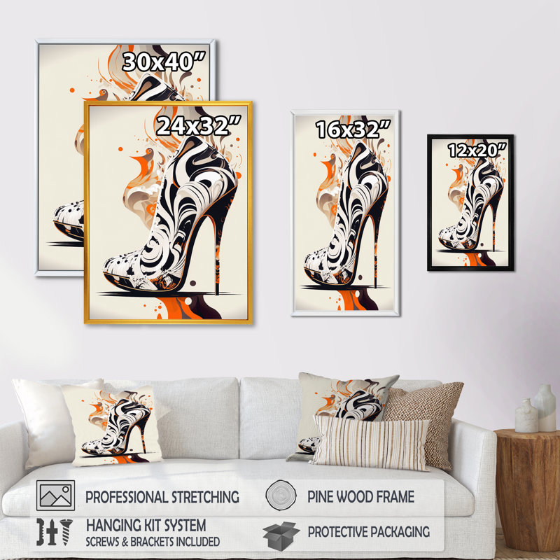 50S Deco Shoes - Impression sur toile, H 20 po x l 12 po x P 1 po, Cadre flottant doré