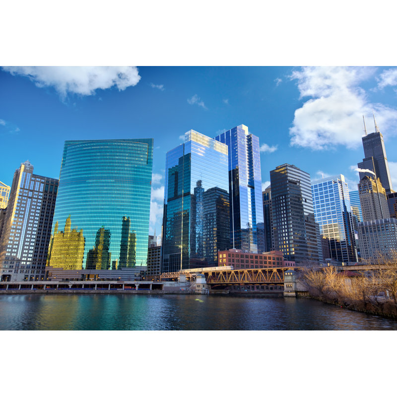 Chicago River Skyline by Dibrova - Wrapped Canvas Print, 30cm H x 46cm W