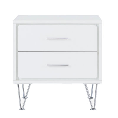 Élégante table d'appoint blanche avec pieds en épingle et table de chevet chic pour la chambre à coucher