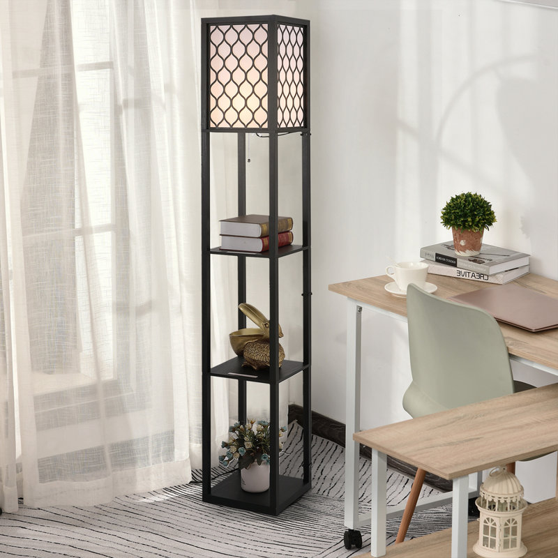 Whitnash 160cm Column Floor Lamp Set, Rustic Brown