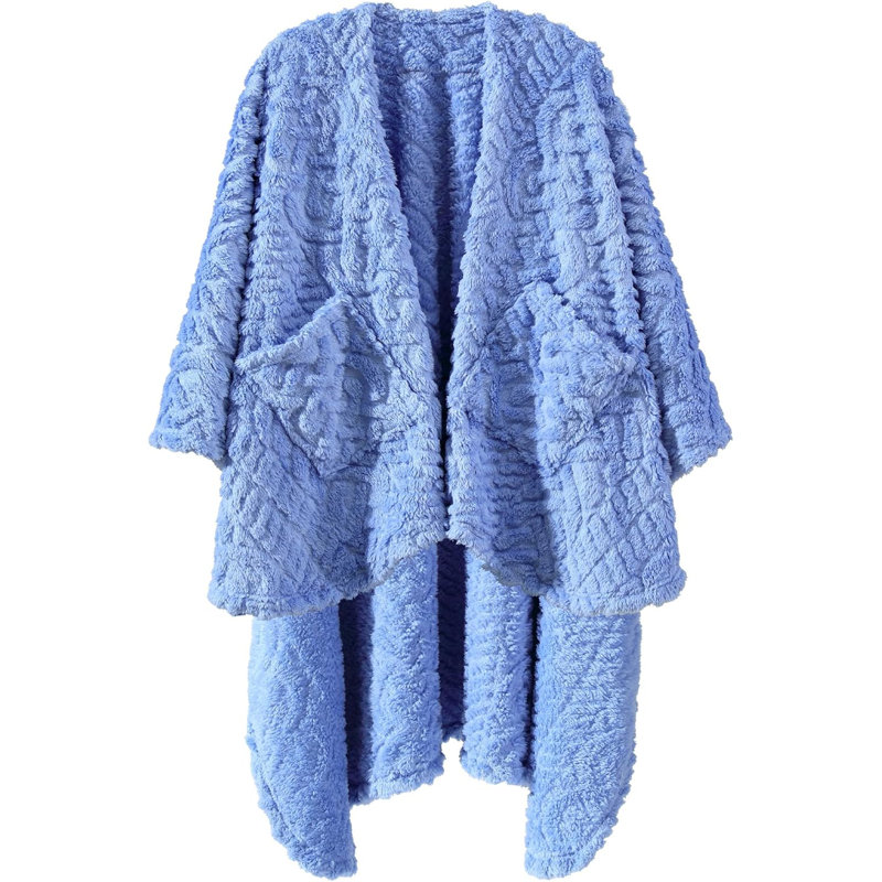 Jeté en sherpa avec poches Wearable, Bleu