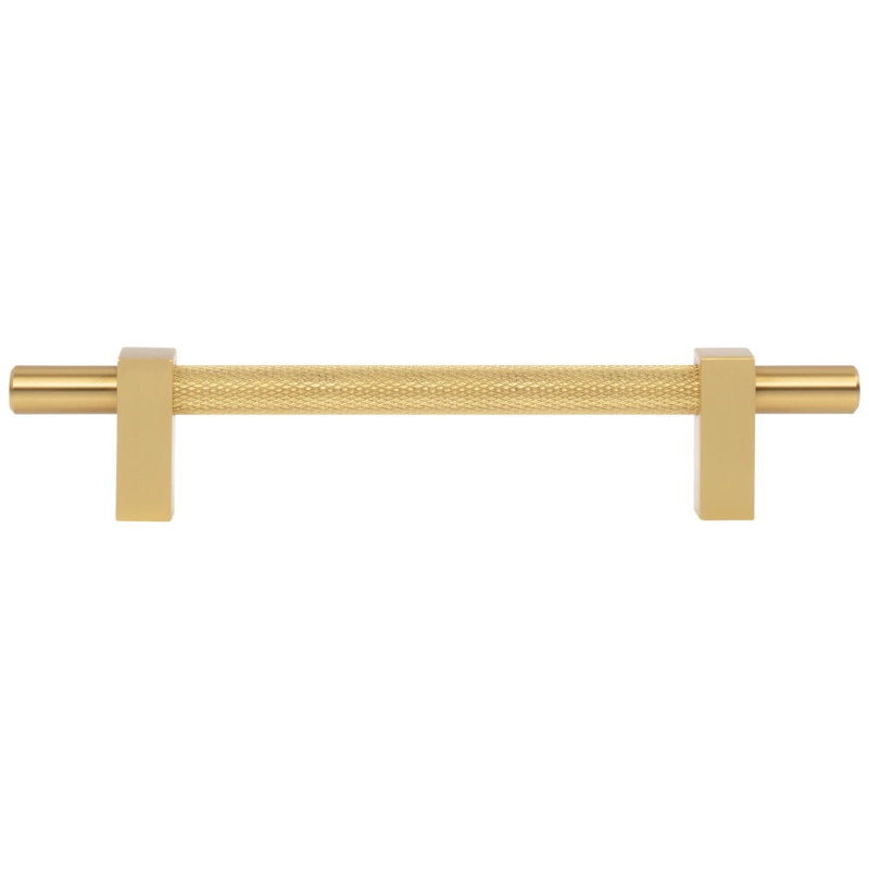 Larkin 3 Knurled Center Bar Pull, 5 1/16", Brushed Gold