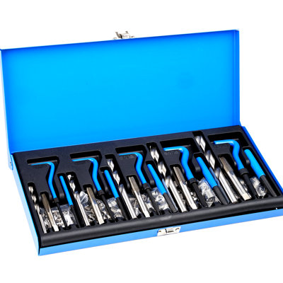 131 Pcs Repair Kit For Fixing Stripped, Damaged Or Worn Threads, Featuring Drill Bits And Taps Made From Steel Heat - Treated Durability High Strength 304 Stainless Thread Automotive Equipment