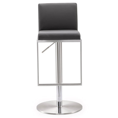 Upholstered Adjustable Height Counter Stool with Metal Frame