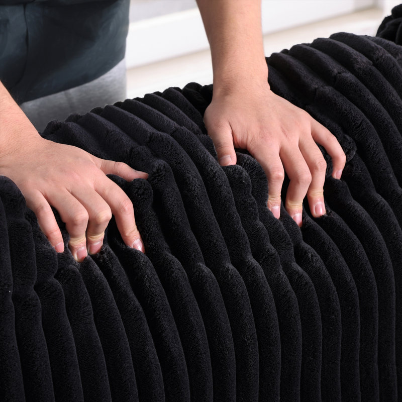 Canapé modulaire en velours côtelé avec lit escamotable Shariff, Velours côtelé noir