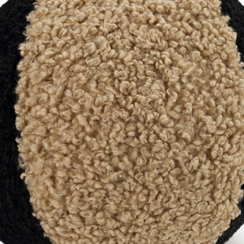 Poodle Ball II Circular Pillow Cover & Insert, Jet/Latte
