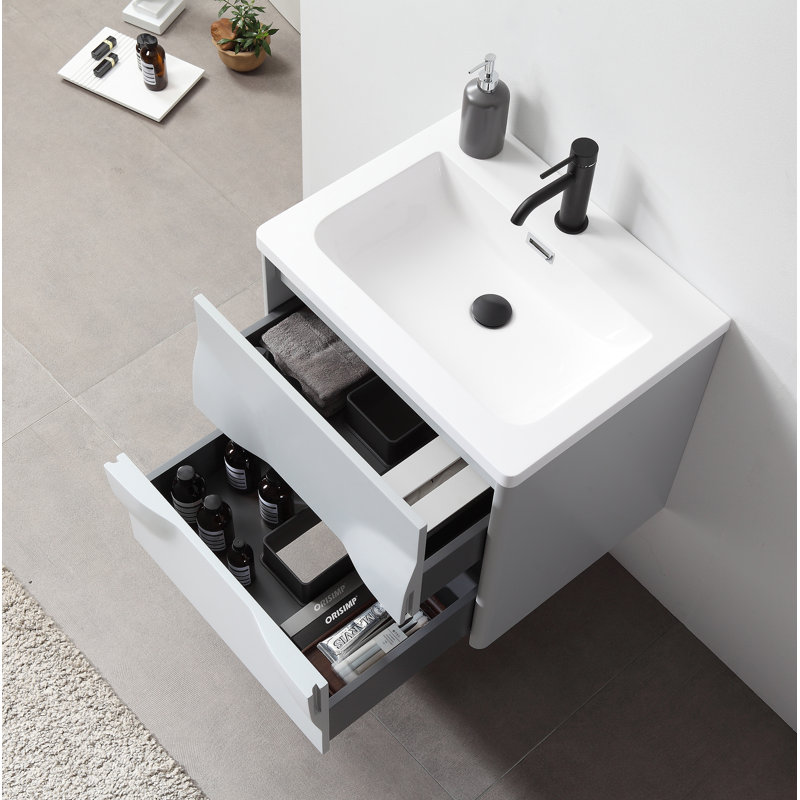 Colmar 24" W Single Wall Mounted Vanity, Light Gray