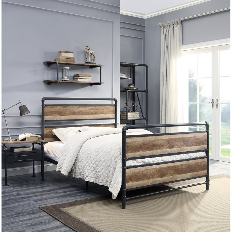 Antique Oak And Sandy Grey Wall Shelving, 2 , Metal Frame For Stability Durability 2 Shelf In Natural+Grey, Wood Combination, Open Back Easy Access