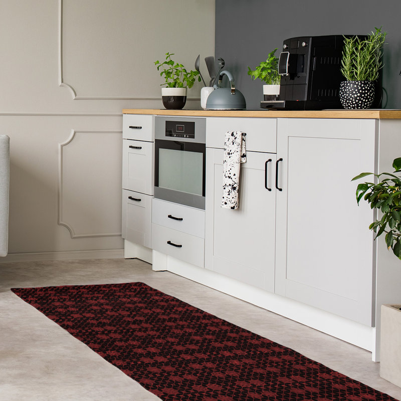 Tapis rouge de treillis classique, Tapis de couloir 2 pi 6 po x 8 pi