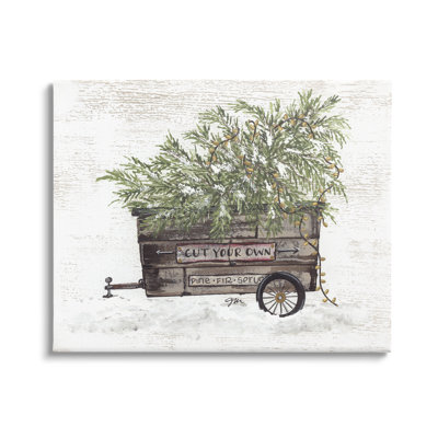 " Weathered Winter Wagon Carrying Christmas Pine Tree " by Julie Norkus