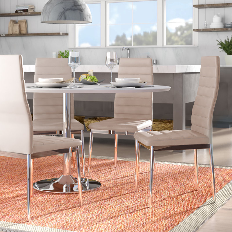 Ginnifer Upholstered Dining Chair, Black, Chrome
