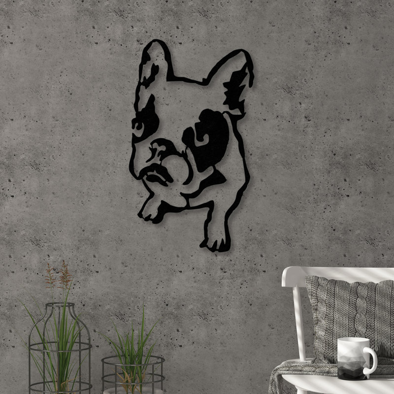 Décoration murale moderne en métal Bulldog
