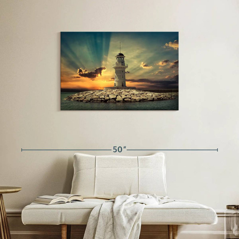 Majestic lighthouse sunset Aletra, H 24 po x l 36 po