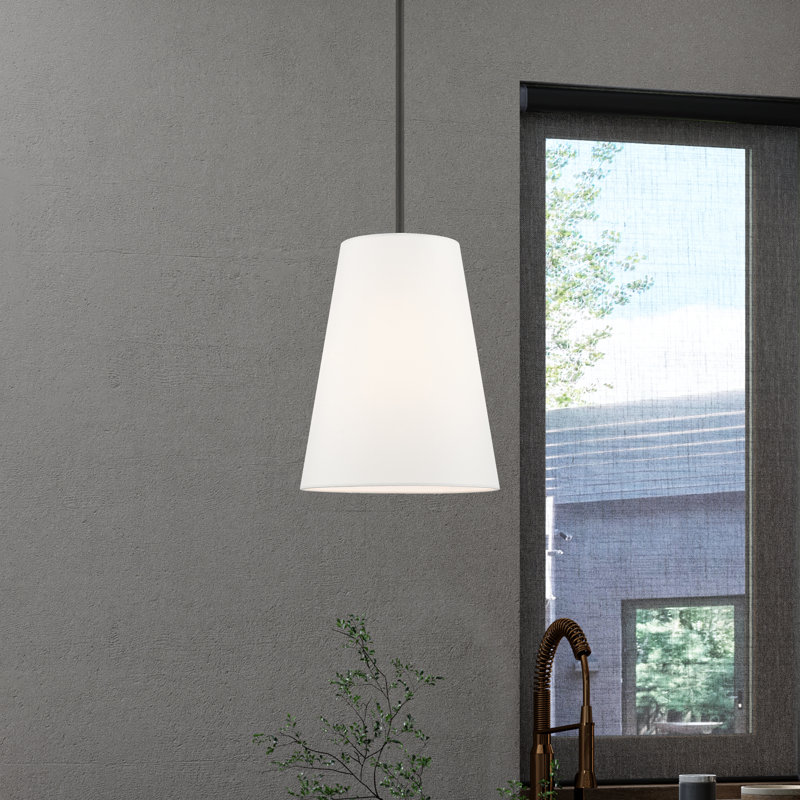 Luminaire suspendu conique à 1 lumière Grove, Noir, Blanc