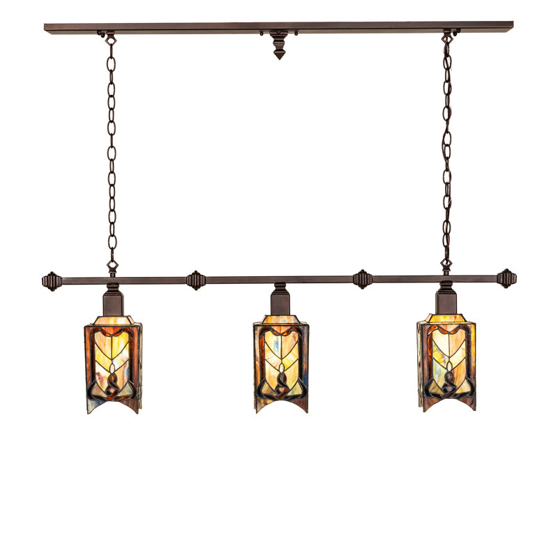 48" Long Cottage Mission 3 Light Island Pendant