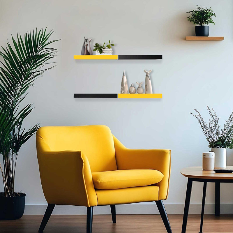 Ensemble de tablettes flottantes 23,6 po, Noir / Jaune