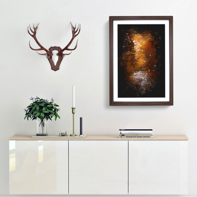 The Woodland Stream - Framed Print, 45cm H x 33cm W x 2cm D, Walnut Framed