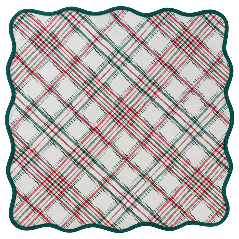 Harvest Tartan Square Tablecloth, Green/White/Red