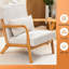 Chaise ergonomique beige, style Mid-Century moderne, structure en bois massif pour la chambre à coucher, le salon et le balcon, accoudoirs rembourrés élégance, structure, confort
