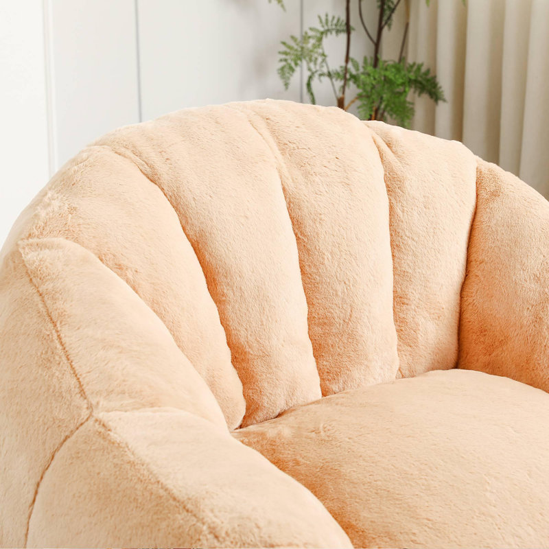 Fauteuil à billes avec accoudoirs Comfy Lazy, Fausse fourrure brune