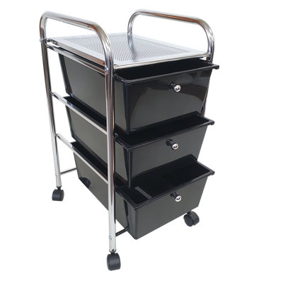 Chariot de rangement roulant avec organisateur et tiroirs en plastique