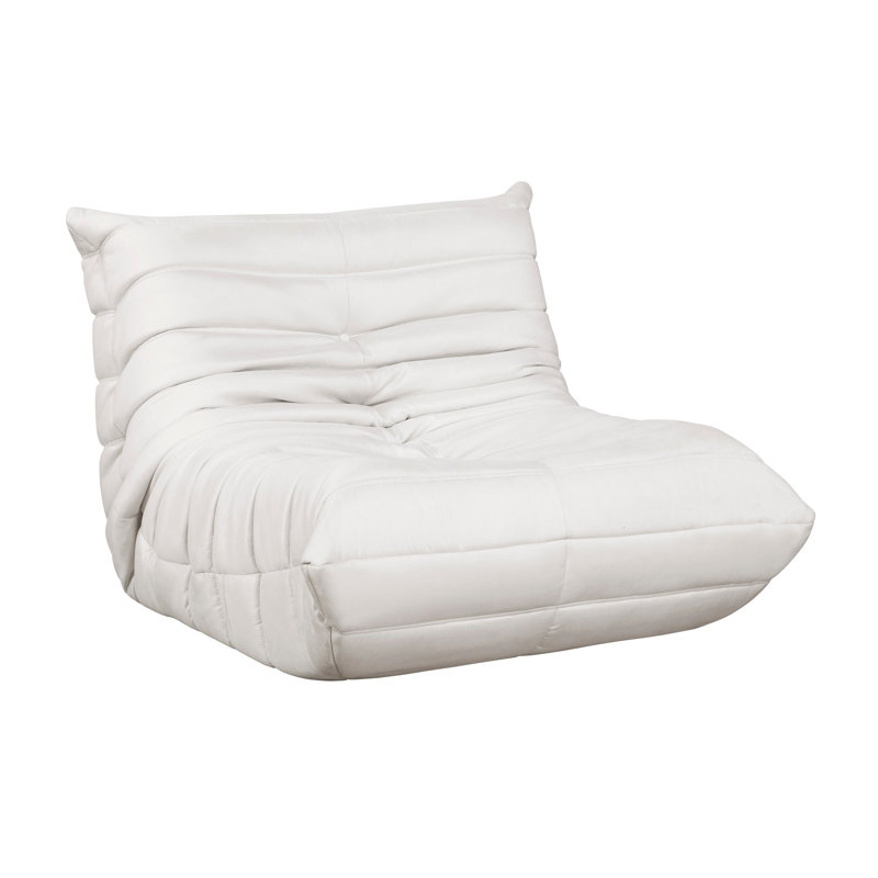 Luxury Button - Beige Microfiber Floor Chair For Relaxing In Living Room, High Resilience Foam, Zipper Closure, 300Lbs Load, 33.5" Seat Width