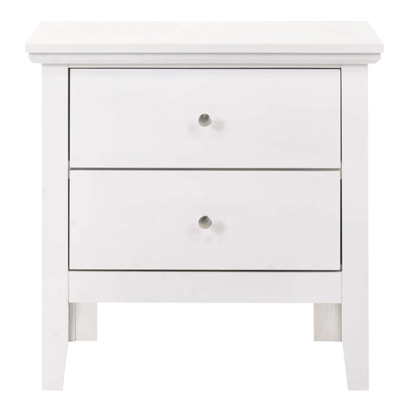 Table de chevet transitionnelle élégante, Blanc