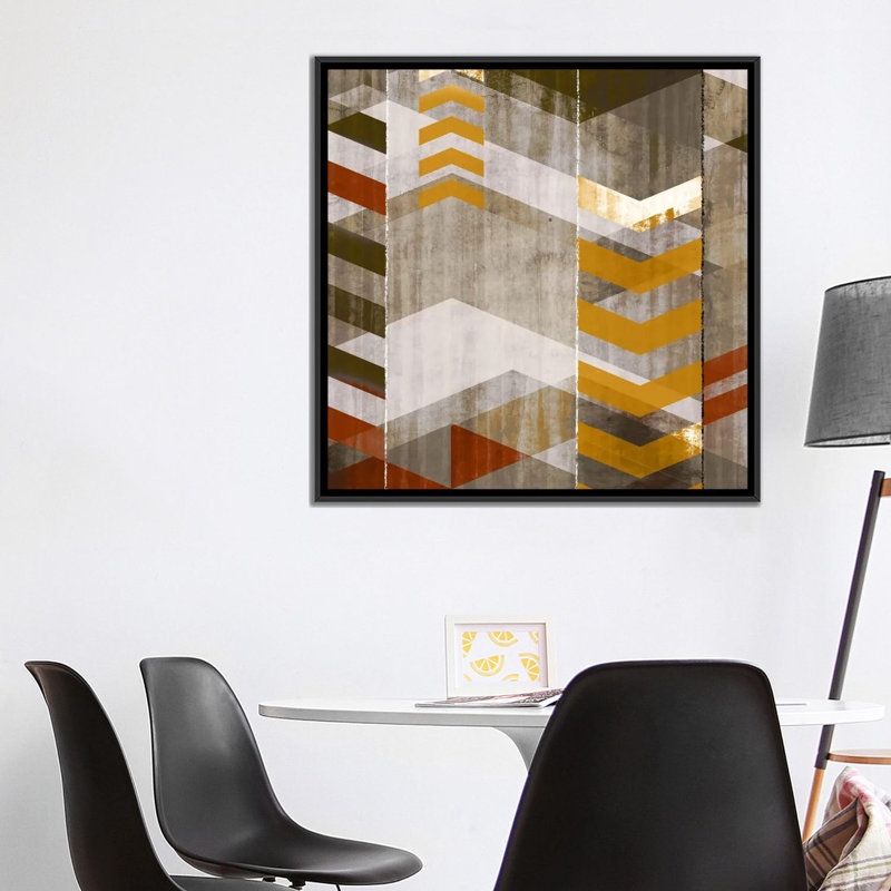 « chevron serenade i », impression sur toile, H 18 po x l 18 po x P 1,5 po, Toile avec cadre noir, Pas de tapis