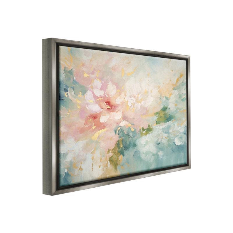 «Soft Flower Abstraction» par Gina Kelly, H 17 po x l 21 po, Cadre flottant gris lustré