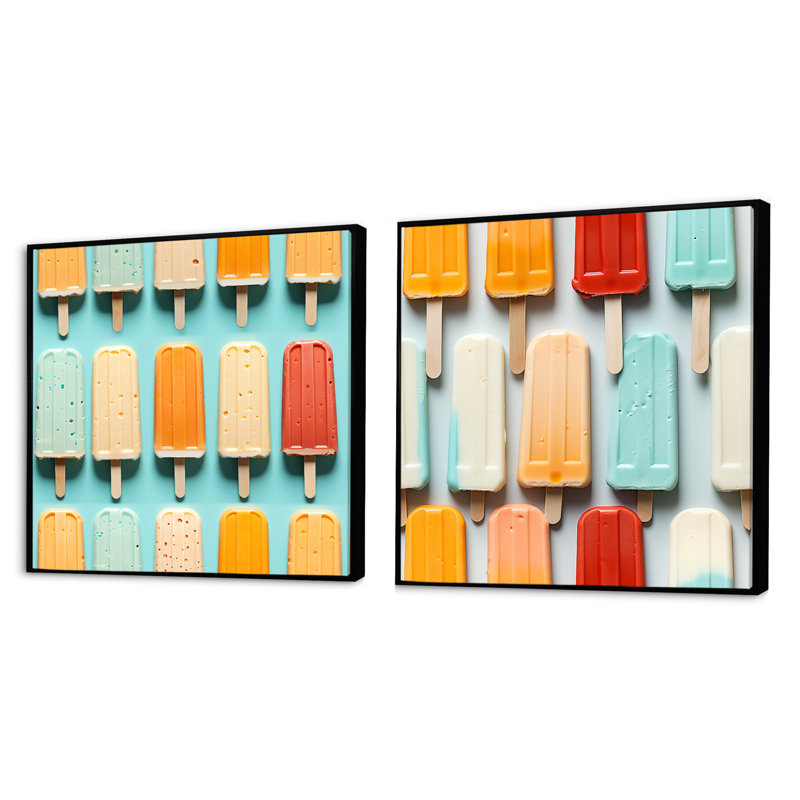 Gatson - Ensemble de 2 collages carrés abstraits, Cadre flottant noir, H 30 po x l 61 po