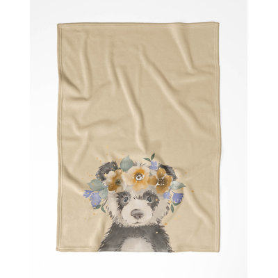 Panda Yellow Velveteen Fleece Blanket