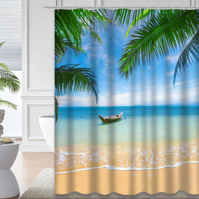 Rideau de douche avec 12 crochets Tropical Beach