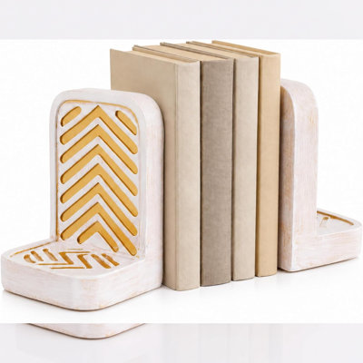 Ensemble de 2 serre-livres décoratifs en résine ivoire bohémien