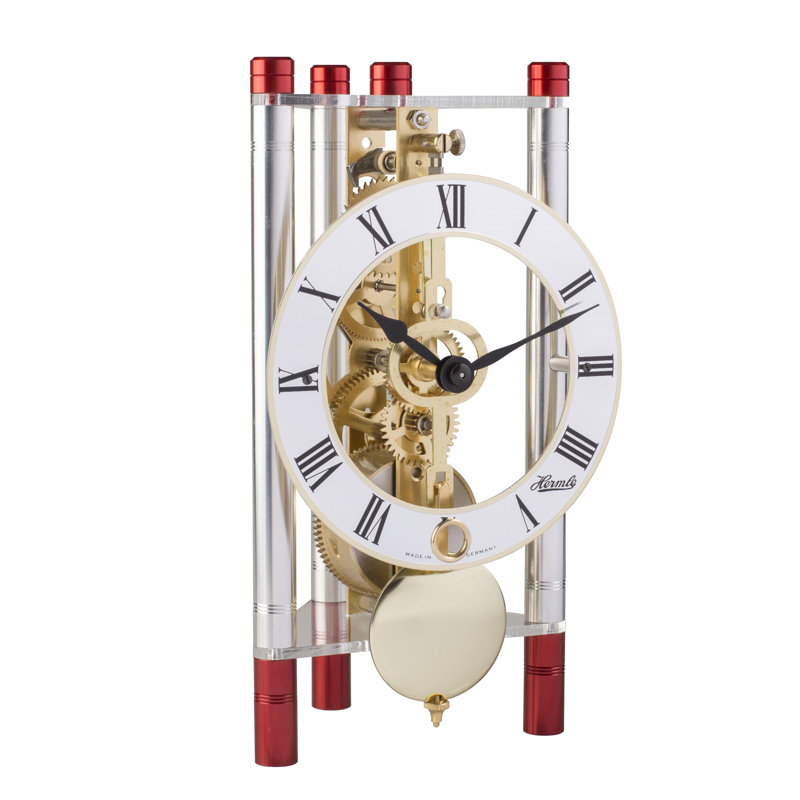 Roman Numeral Metal Mechanical Tabletop Clock in Silver