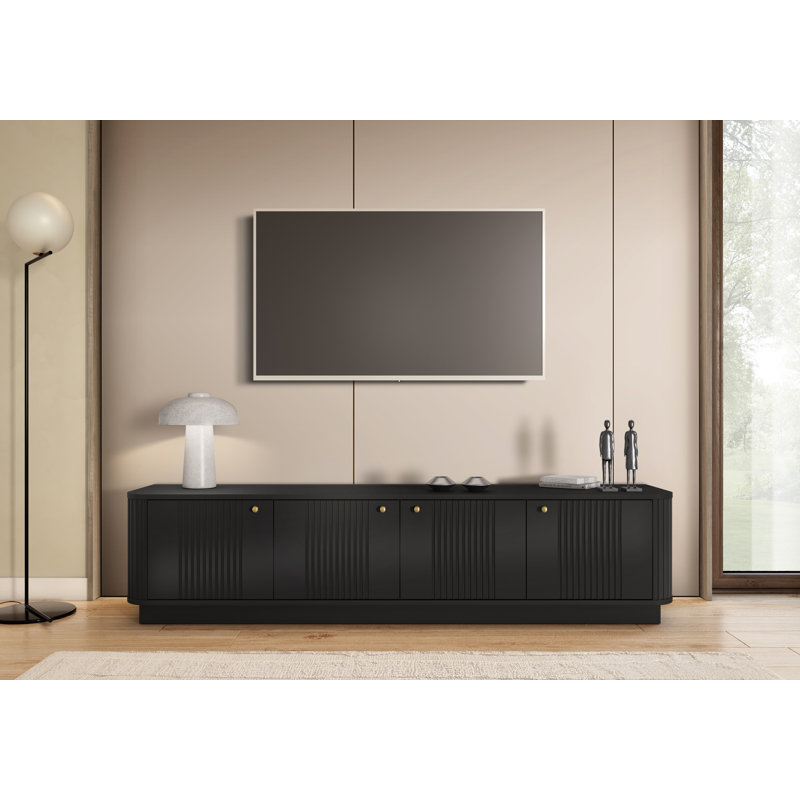 Vesper Unfinished TV Stand for TVs up to 55", Black/Gold