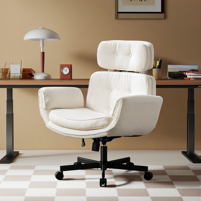 Chaise de coiffeuse Criss Cross avec accoudoirs Sherpa