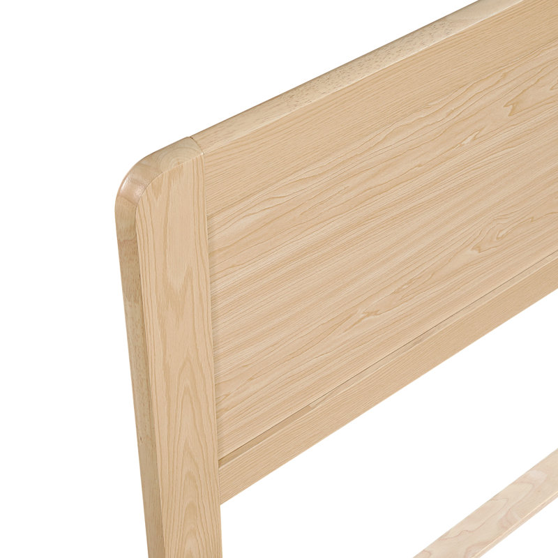 Structure de lit double au fini naturel, style contemporain, lattes et tête de lit pour la plateforme de la chambre à coucher,