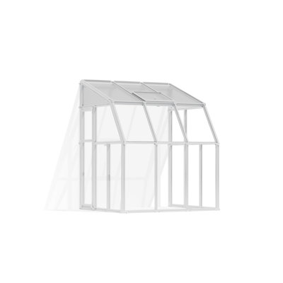 Palram - Canopia Sunroom 2 - 6' W x 6' D Walk-In Hobby Polycarbonate Resin Frame Greenhouse Kit with Roof Vent -White