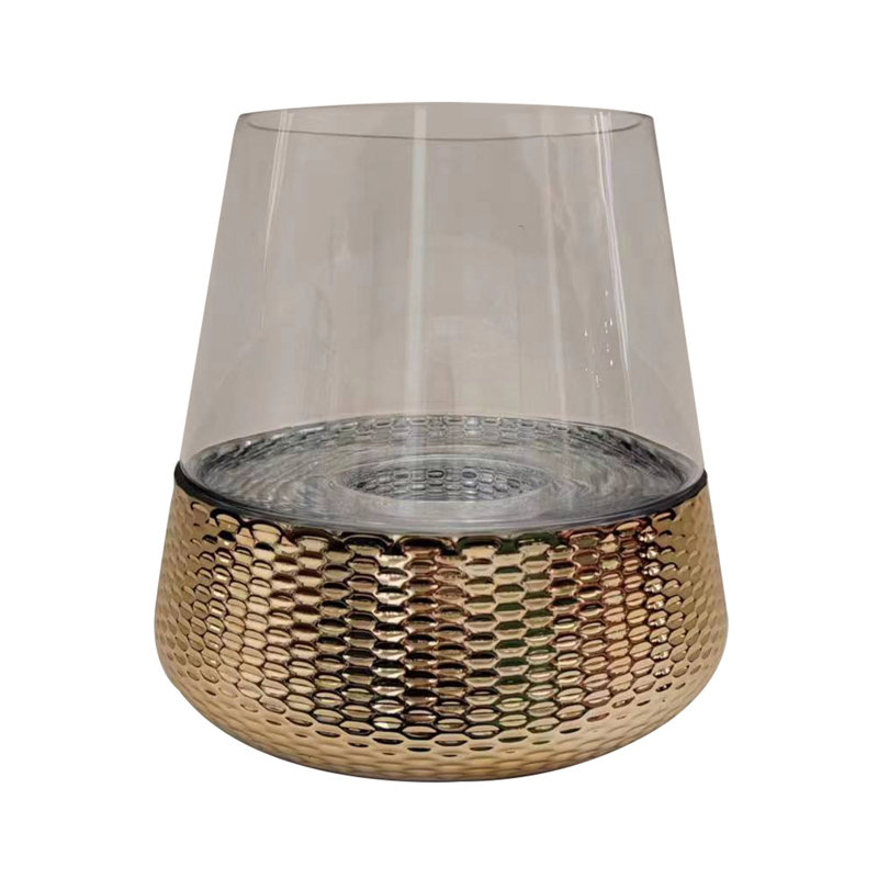 Glass Tabletop Votive Holder, Gold, 30cm H  x 30cm W  x 30cm D