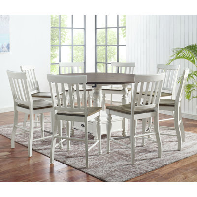 Garcelle 8 - Person Counter Height Drop Leaf Solid Wood Dining Set