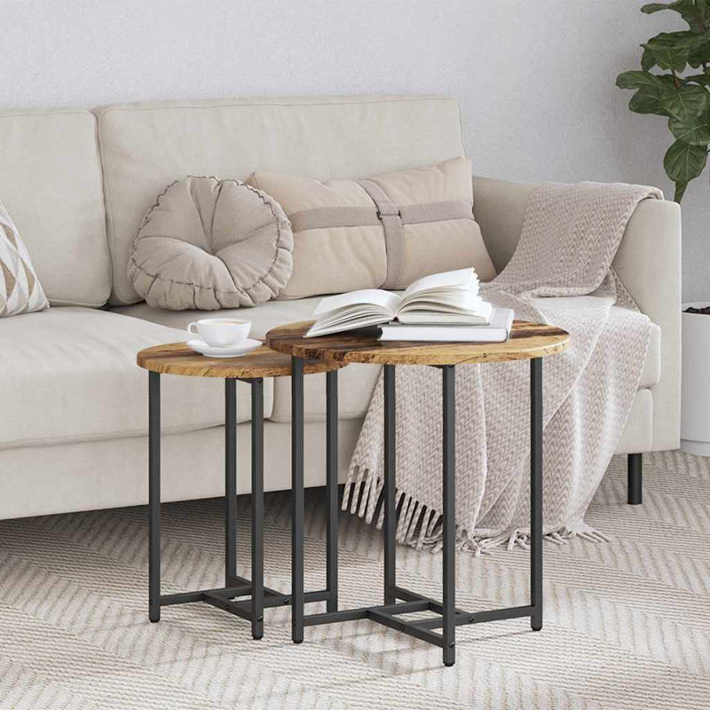  Side Table Set 2 Pcs Black Oak 50 X 50 X 50 Cm, Old Wood