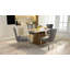 Ensemble de 2 chaises en velours capitonné, gris et chrome, pieds en acier inoxydable, garniture cloutée