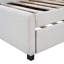 Lit de jour rembourré en lin beige avec lit gigogne simple, sans sommier tapissier