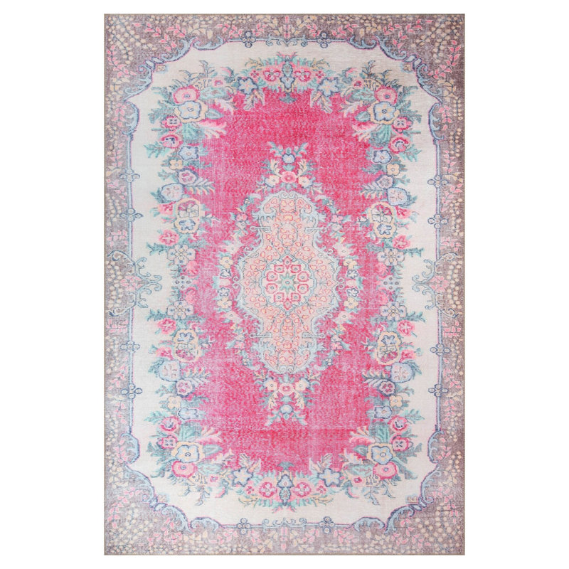 Luxurious Machine Washable Area Rug, 4.9 x 7.5 Feet, 100% Polyester, 1850 g/m², Pile Height: 0.2 inches | Eco-Friendly Recycled Poly Cotton Backing | Perfect for Living Room & Bedroom, Soft and Durable Design