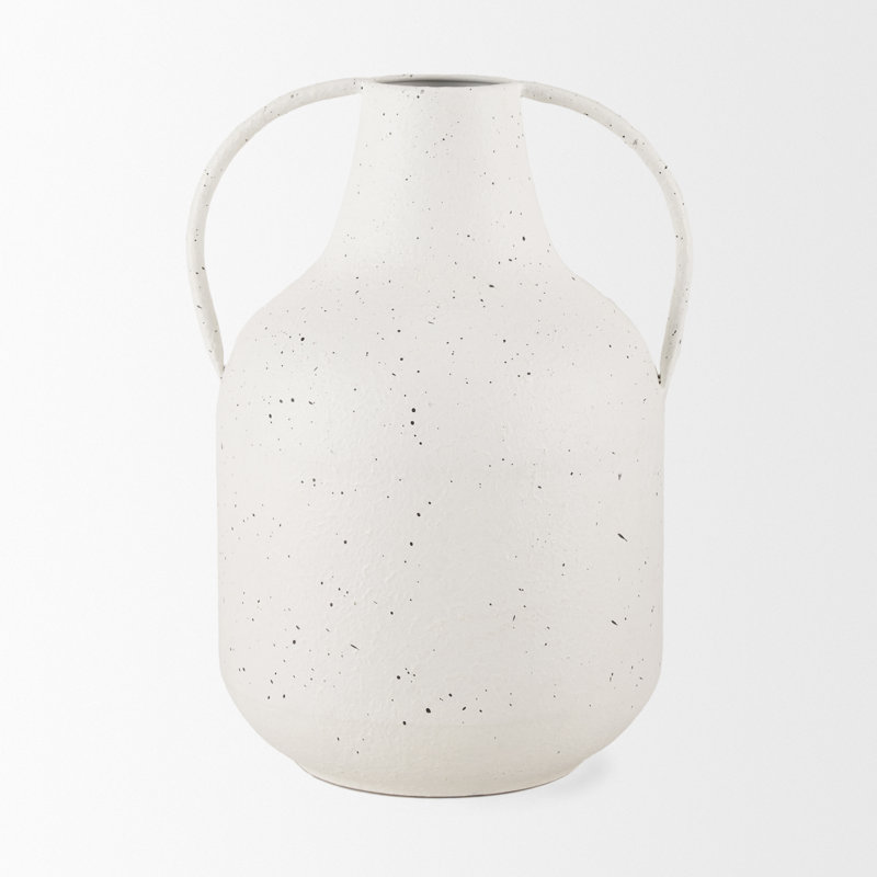 Donzel White W/ Black Speckles Tall Vase