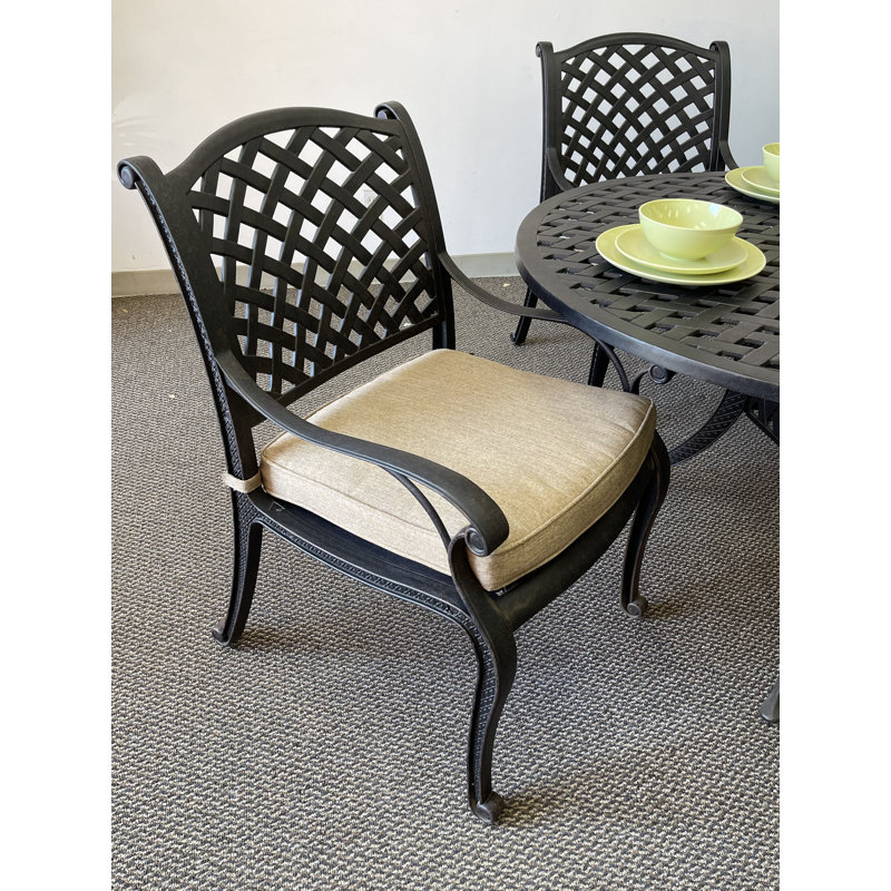 Middleburgh 6 - Person Patio Dining Set with Round Table , Cushions Included, Sesame Sunbrella® Linen