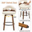 Leona Wooden Faux Leather Stools-596704512-596704515