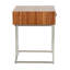 Table de bout romaine contemporaine en bois de noyer et acier inoxydable