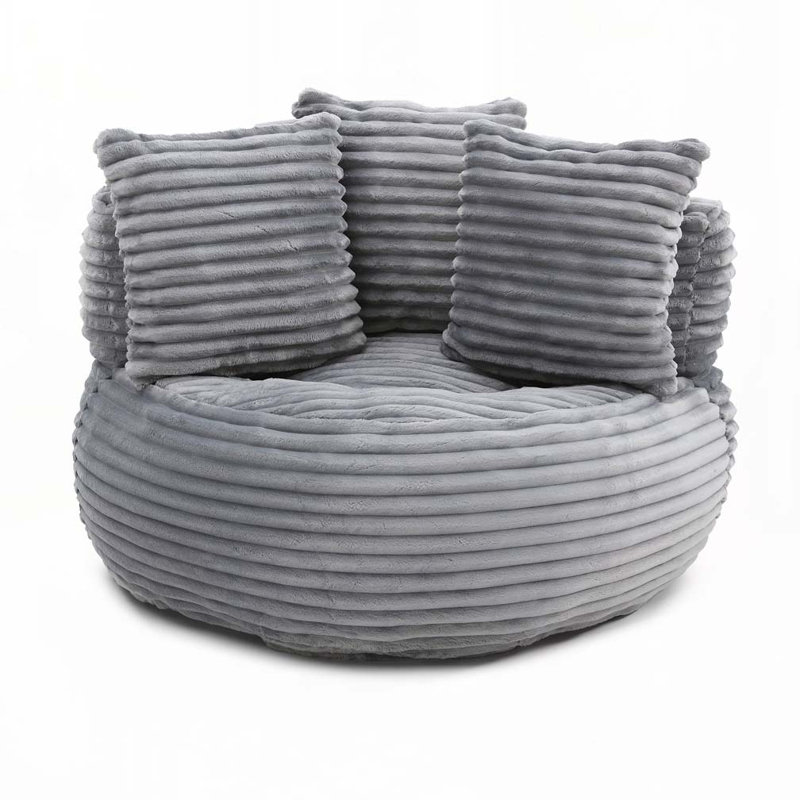 Grand fauteuil à billes avec 3 coussins et rayures, fauteuil en velours côtelé avec rembourrage, 5 couleurs, canapé d'appoint rembourré pour jouer, lire