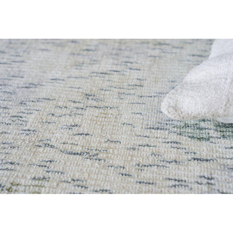 Abstract Area Rug in Green, Rectangle 10' x 14'
